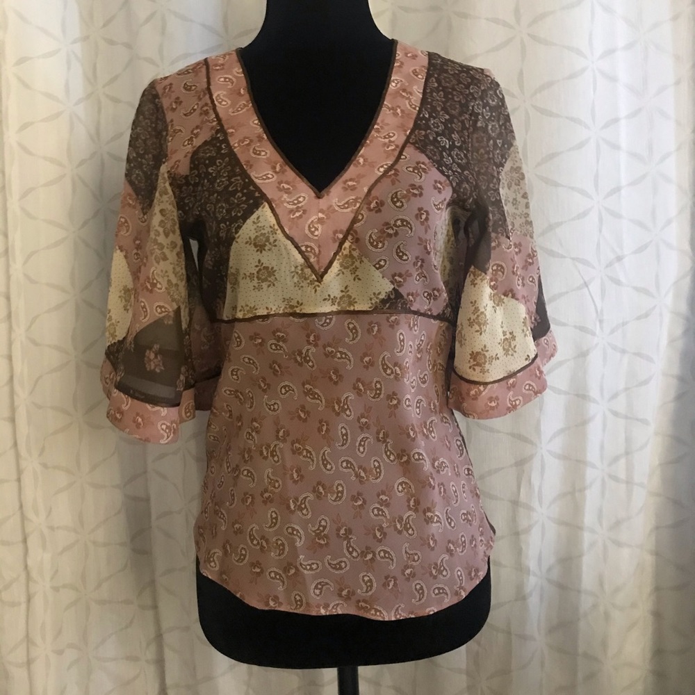 H&M Paisley Chiffon V-neck Blouse